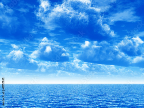 cloudy blue sky and sea