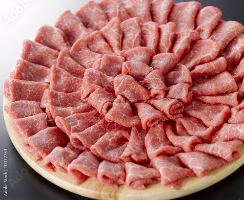 Thin slices of fresh beef