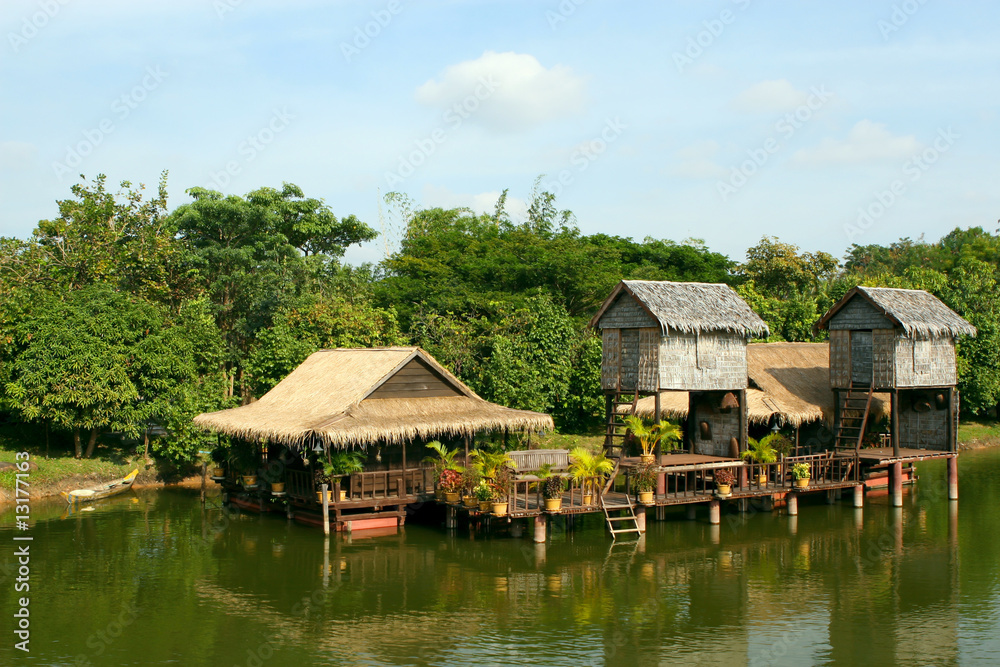 Houses on stilts.Cambodia.