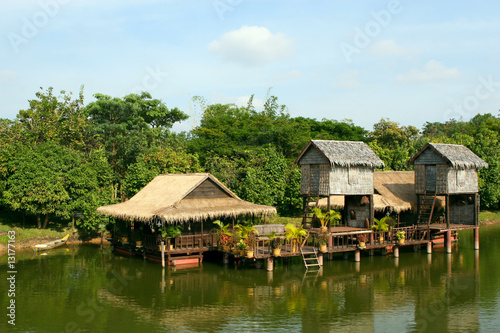 Houses on stilts.Cambodia.