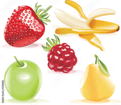 Vector detailed fruits icon set