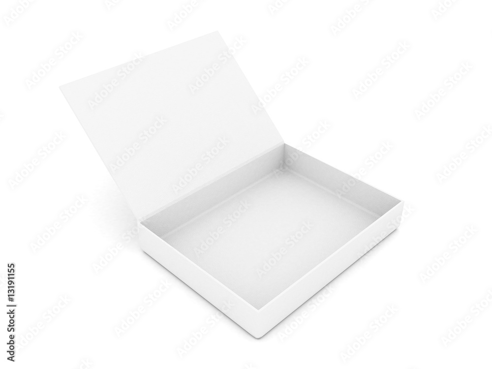 Empty open white box on a white background Empty open white box on a white background