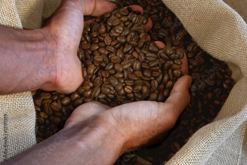 hände im kaffeesack