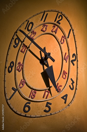 Arty clock on a wall.