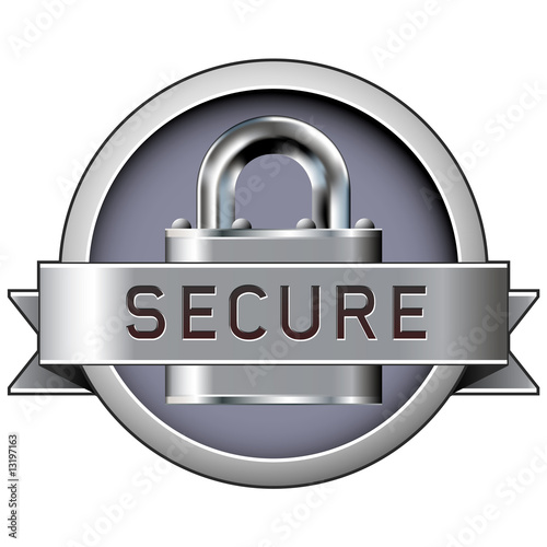 Secure badge with padlock in stainless steel vector