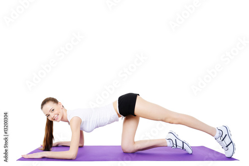 girl on the gymnastic carpet