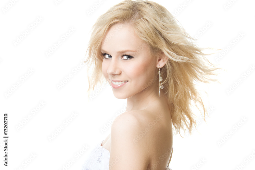 Lovely fresh blond girl isolated on white Lovely fresh blond girl isolated on white