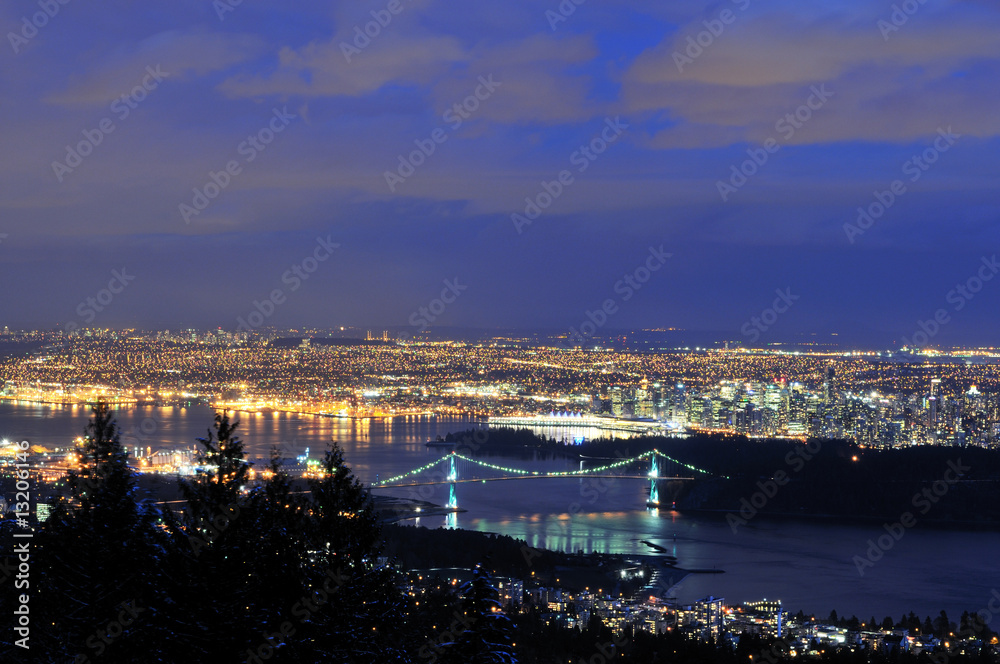 Fototapeta premium downtown vancouver viewed from cypress mountain