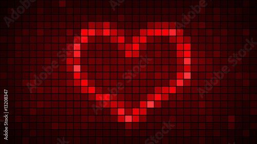 Spot of visual cells with word love and heart (pixel art)