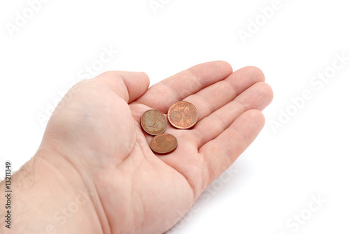 Some coins in a palm