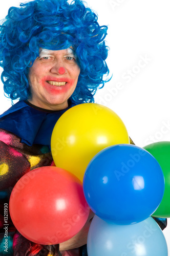 Elderly smiling clown