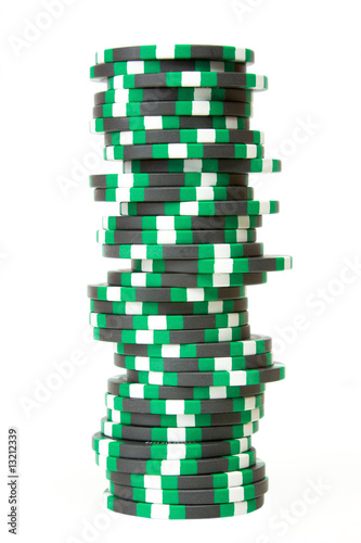 Stack of casino chips isolated over white background