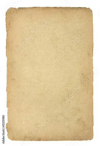 Old and dirty sheet of paper with clipping path