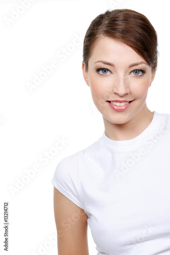 beautiful smiling young woman with copy space