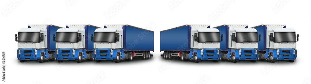 6 camions bleus 6 camions bleus