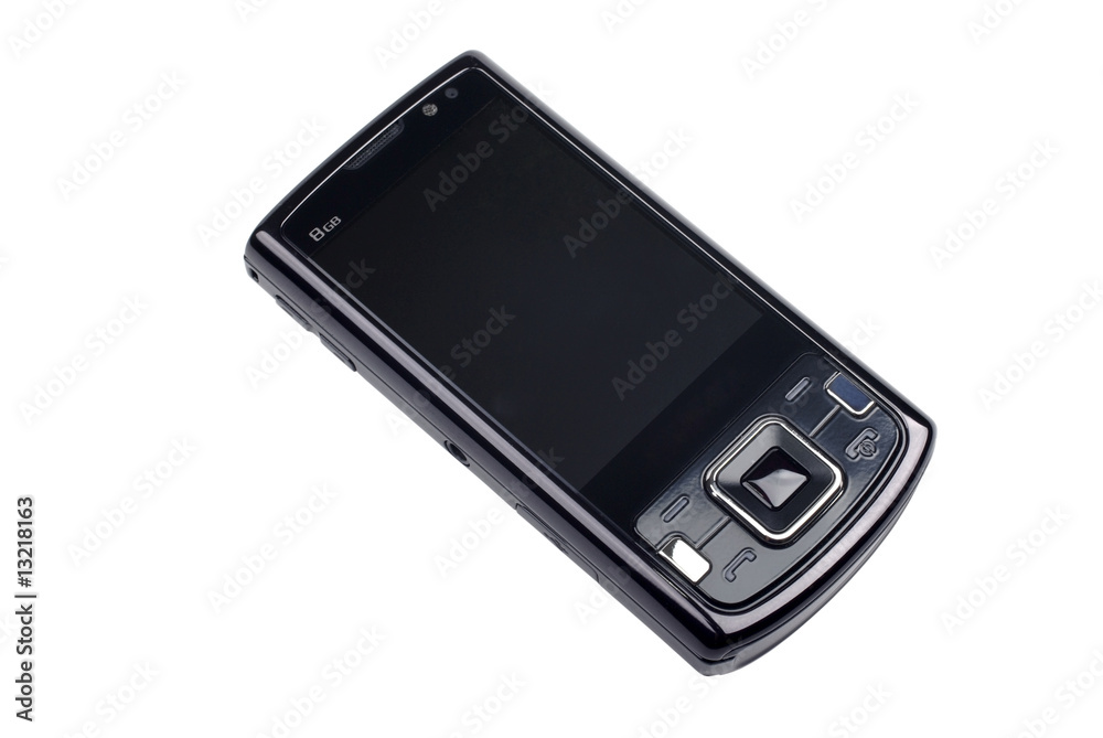 Modern black smart phone isolated on white background. Modern black smart phone isolated on white background.