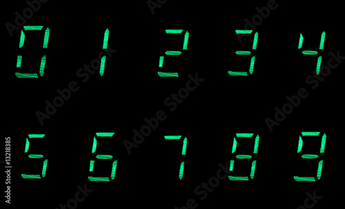 Foto digital numbers in green on black background