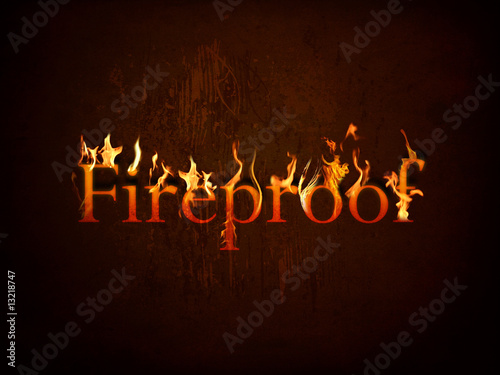 Billede på lærred Fireproof on fire on textured background