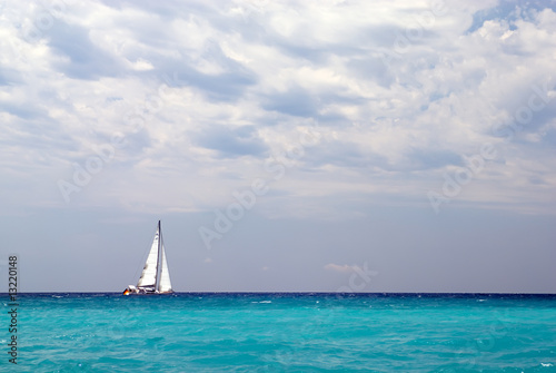Lonely sailing boat