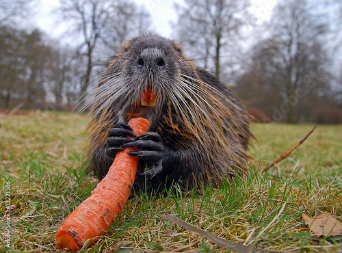 Nutria - Biberratte beim futtern photo