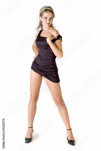 Sexy pin-up in little black dress