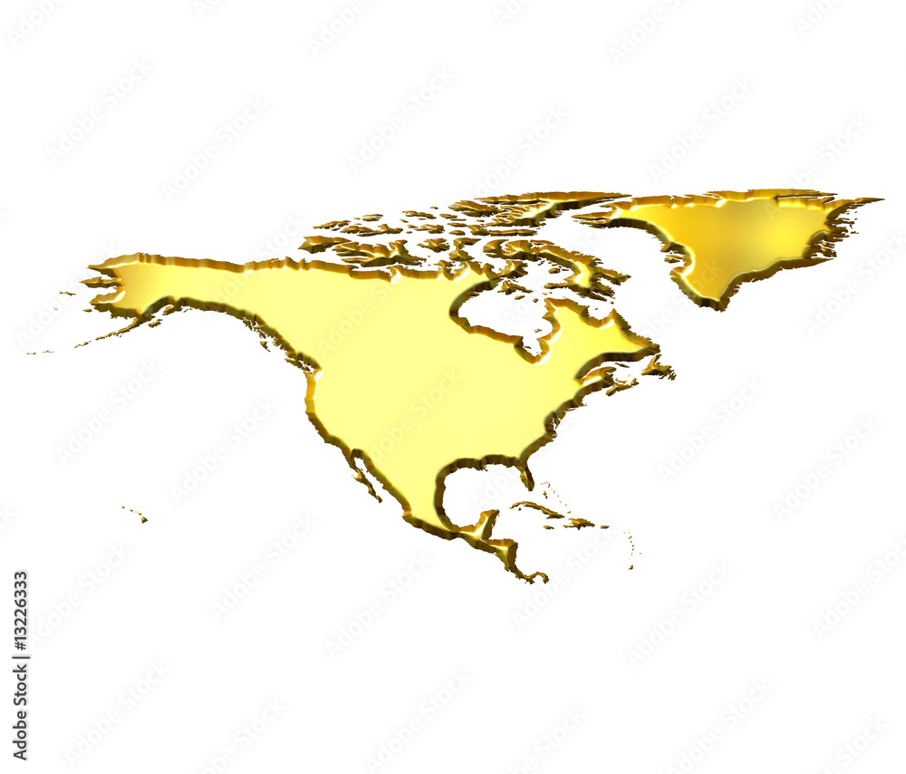 Fototapeta premium North America 3d Golden Map