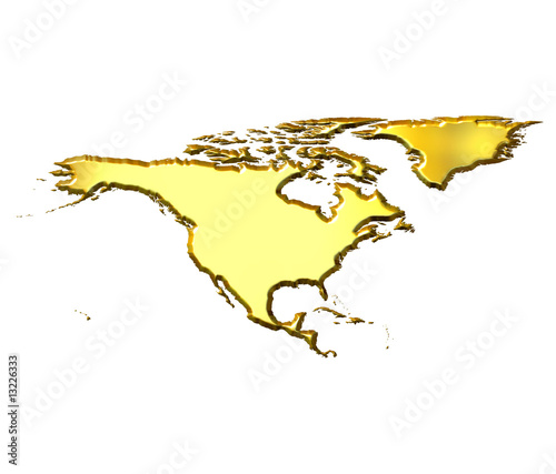 North America 3d Golden Map