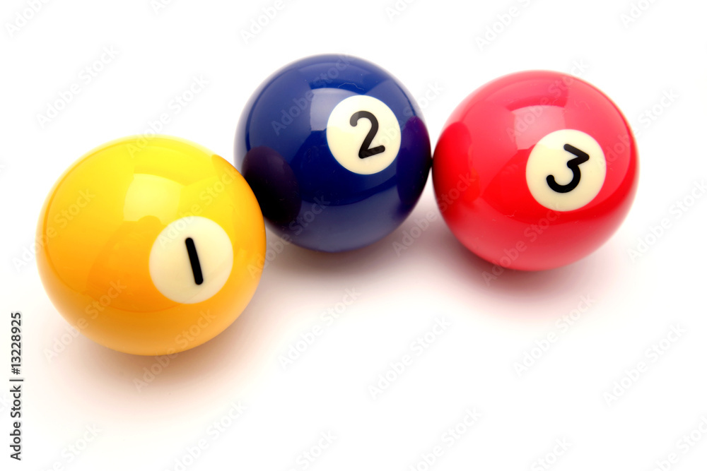 Three pool balls isolated on white Three pool balls isolated on white