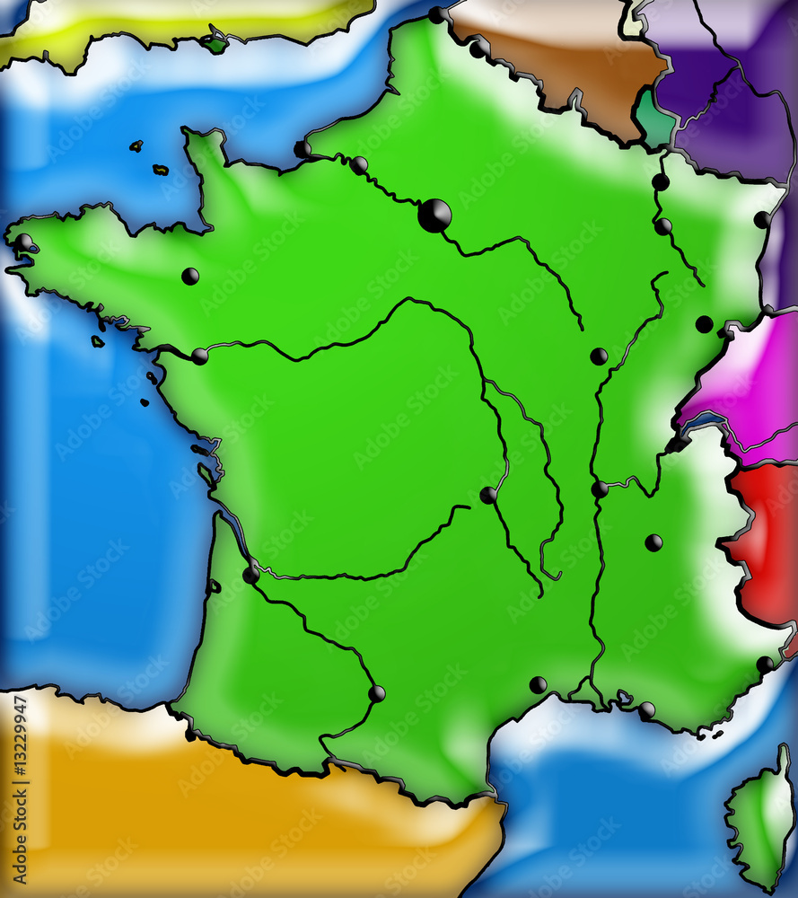 Les Pays Limitrophes De La France la France et les pays limitrophes Illustration Stock | Adobe Stock