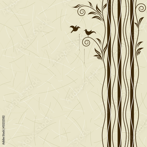 Abstract tree with birds dating, vector layered.