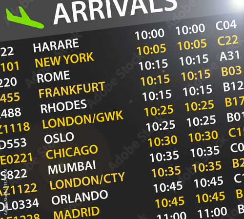 airport arrivals time table