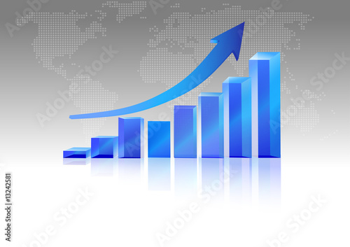 3D vector illustration of rising bar chart