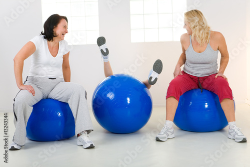 Women on fitness balls photo