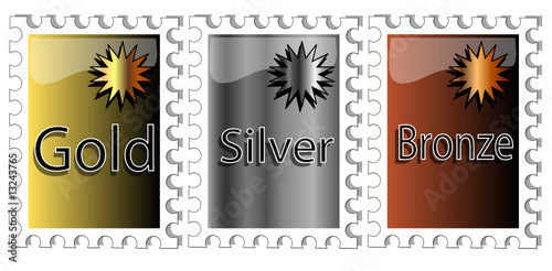 Set of incentive awards in gold,silver and bronze