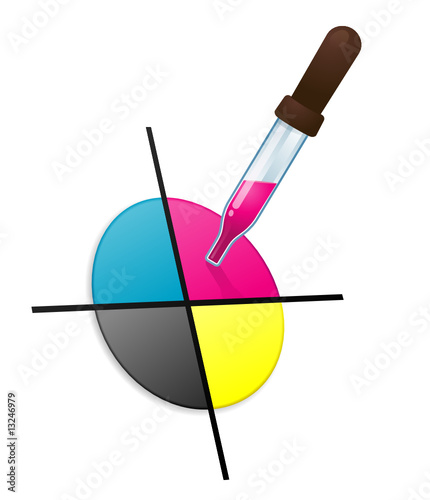 CMYK cross and magenta pipette