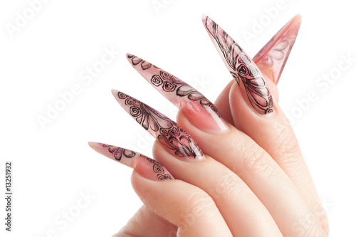 Human  fingers with long fingernail