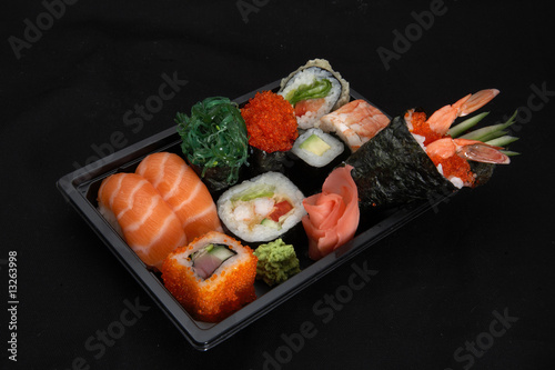mix japanese rolls and sushi assorting
