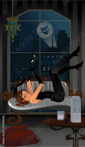 cat-woman is resting
