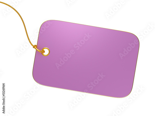Blank lilac Tag isolated on white background