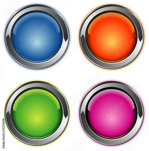 Set of metallic buttons