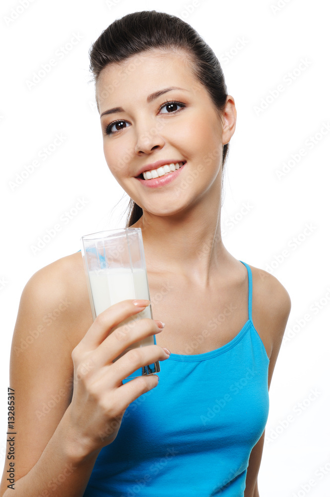 attractive woman with glass of milk attractive woman with glass of milk