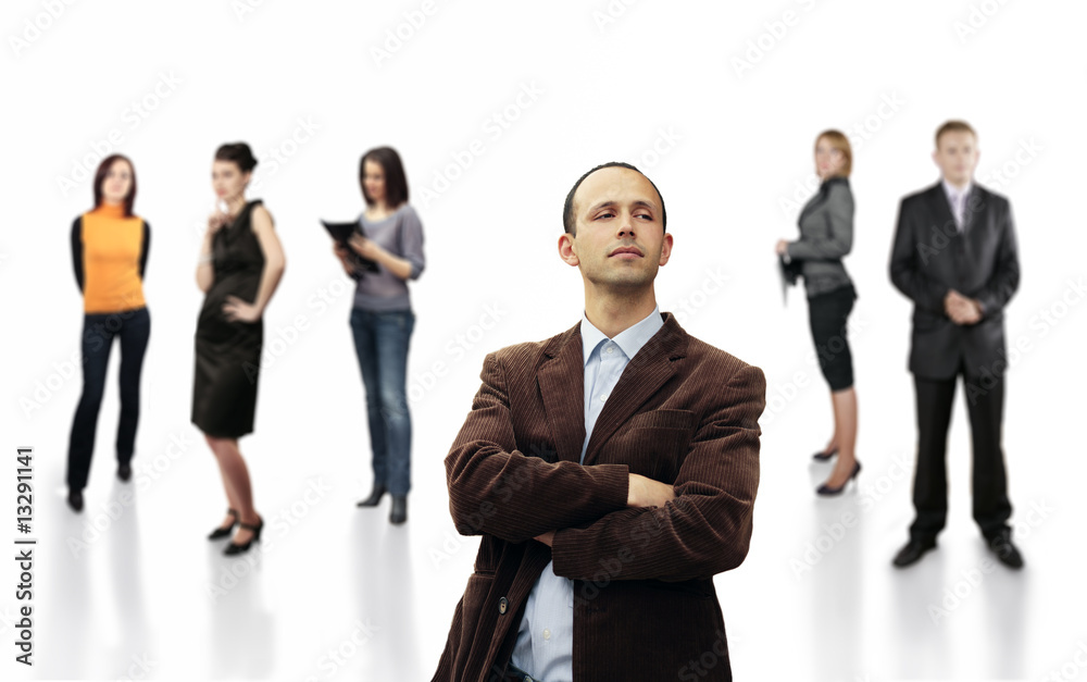 Businessman Leader happy with results with his team Businessman Leader happy with results with his team