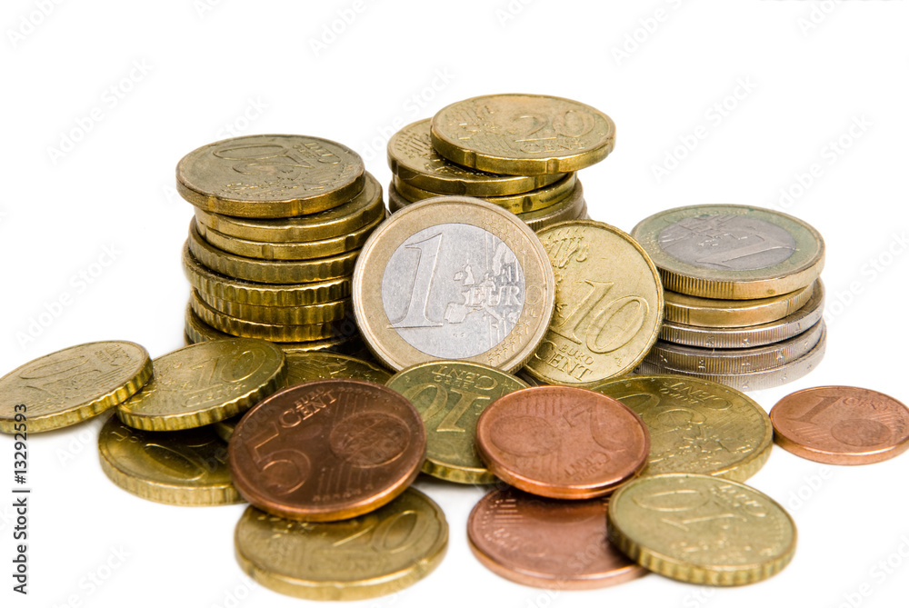 Euro coins isolated on white background Euro coins isolated on white background