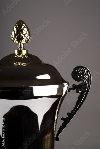 Close up of silver trophy