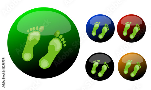 GreenFootprints on glossy buttons set photo
