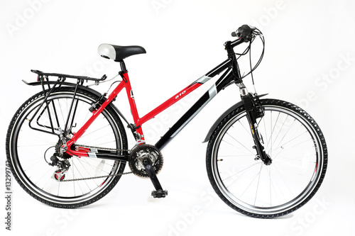 Red bicycle on a white background
