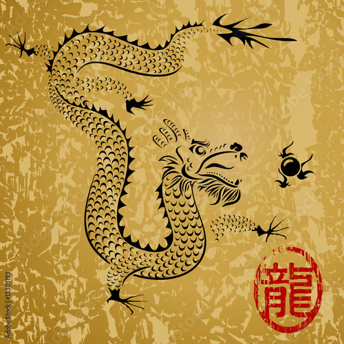 Ancient chinese dragon, vector illustration layered.
