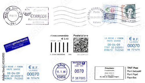 labels, stamp and postmark 2009