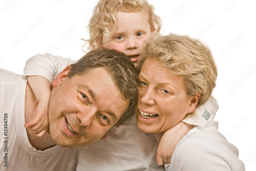 Little family in front of camera