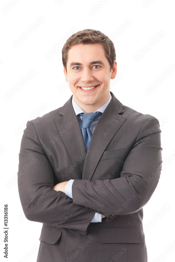 Portrait of happy smiling businessman, isolated on white Portrait of happy smiling businessman, isolated on white